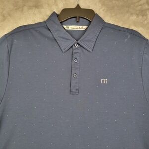 Travis Mathew Mens Performance Golf Polo Shirt Large Blue with small Polka‎ Dots